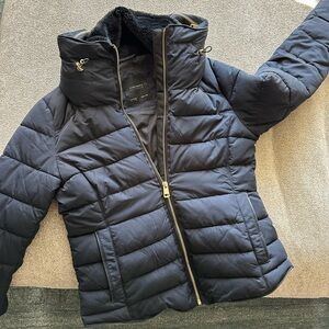 Zara Black Quilted Puffer with Fleece Collar